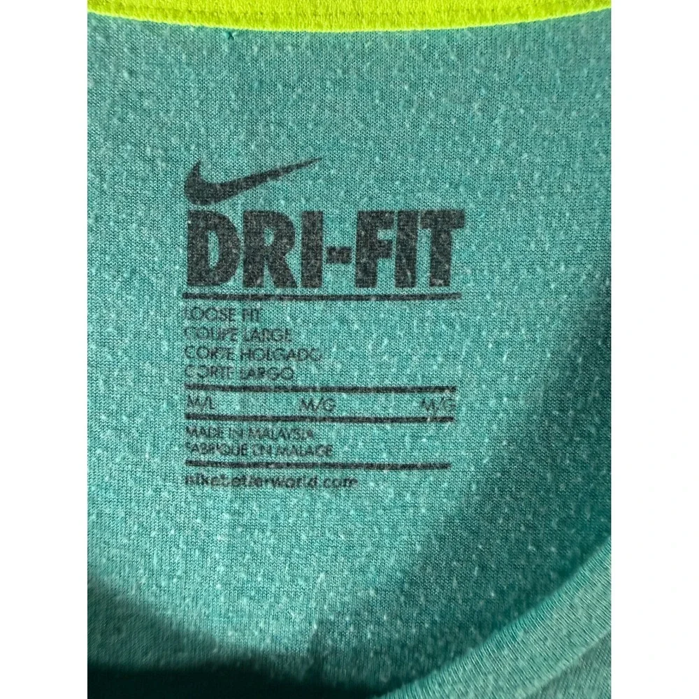 Nike Dri-FIT Womens Loose Fit Teal Heather Graphic T-Shirt‎ Scoop Neck Medium